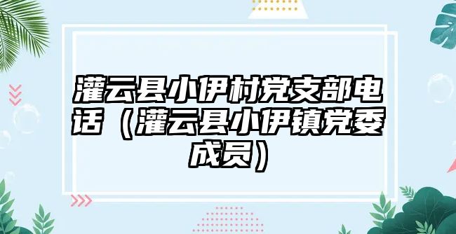 灌云縣小伊村黨支部電話（灌云縣小伊鎮黨委成員）