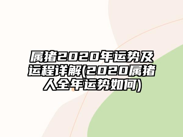 屬豬2020年運勢及運程詳解(2020屬豬人全年運勢如何)