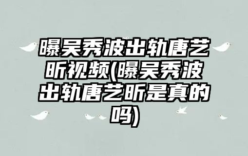 曝吳秀波出軌唐藝昕視頻(曝吳秀波出軌唐藝昕是真的嗎)